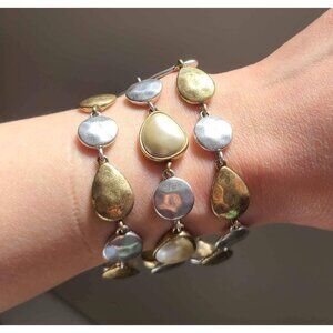 VTG Lucky BRAND Two-tone Imitation Pearl Statement Bracelets
